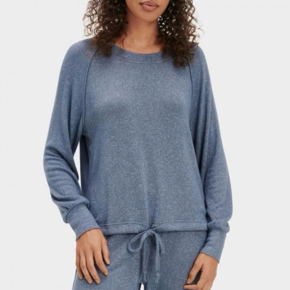 UGG Gable Ladies Blue Loungewear Raglan Tie Front Sweatshirt Size‎ XS